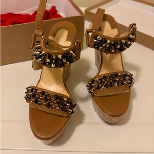 christian loubutin studded wedge 120